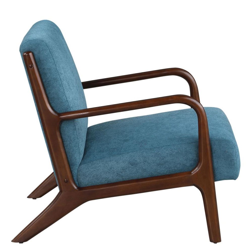 FOSTER Wood Frame Accent Chair Blue