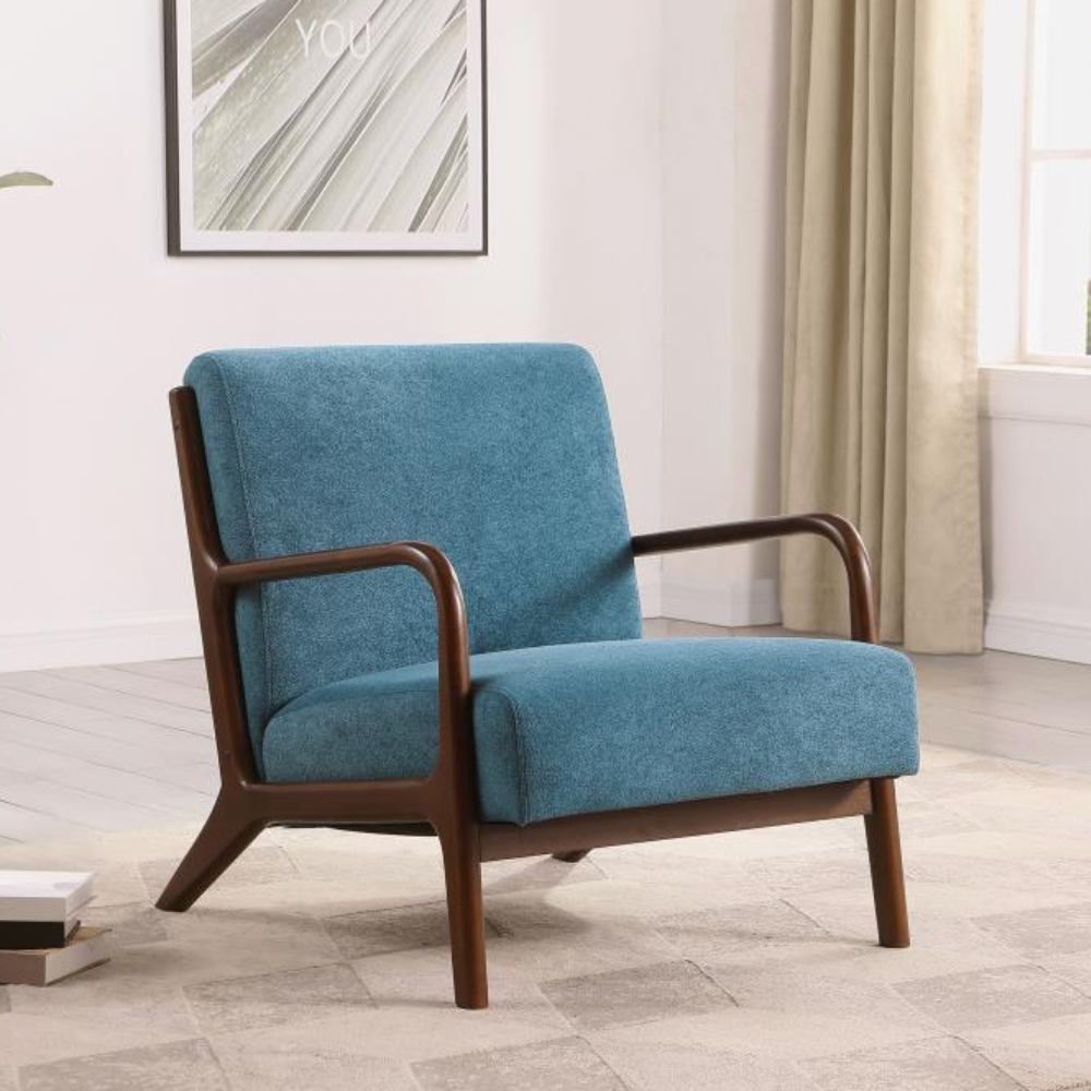 FOSTER Wood Frame Accent Chair Blue