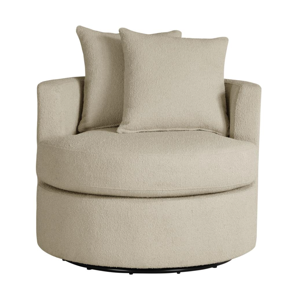 DEBBIE Upholstered Swivel Accent Chair Camel