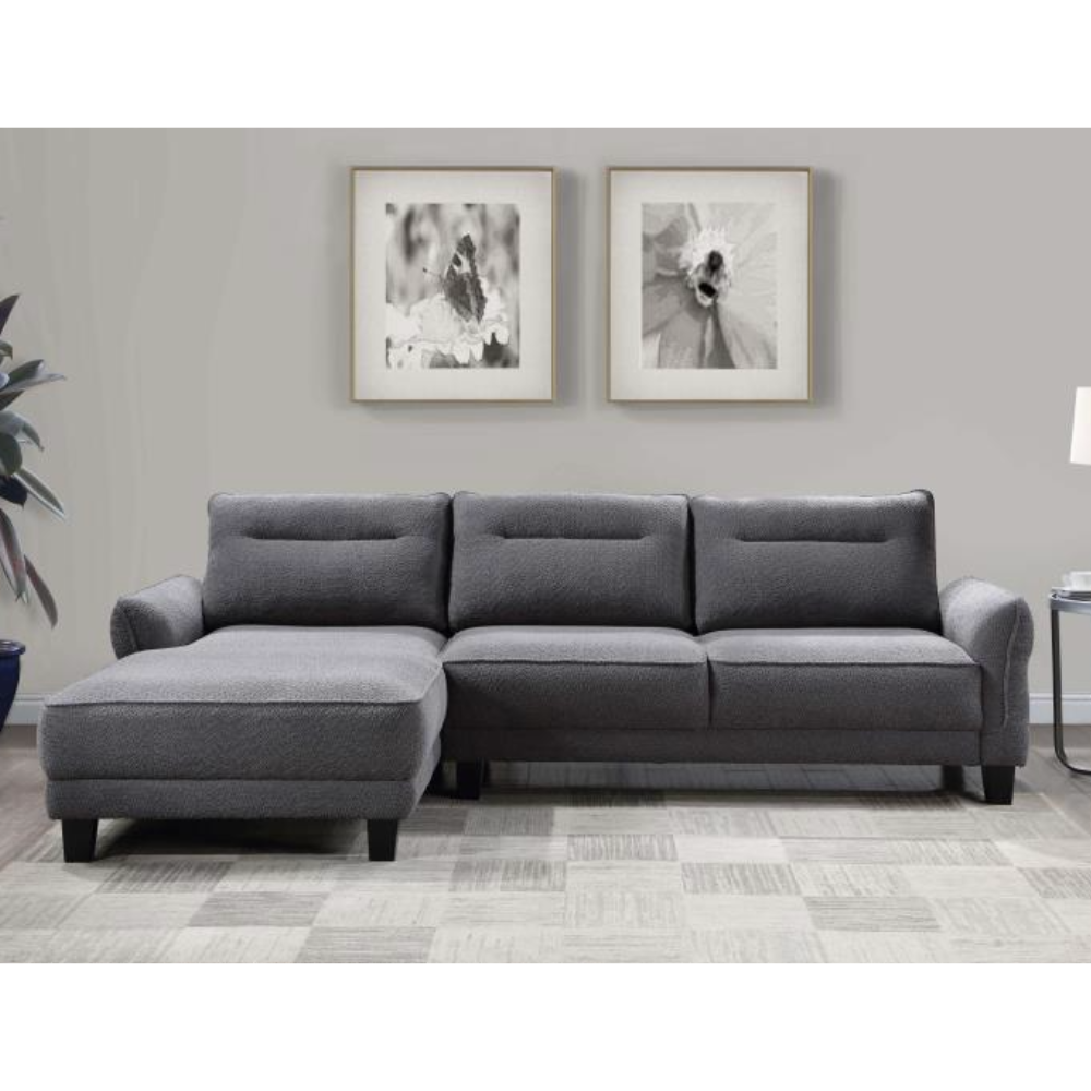 CASPIAN Upholstered Curved Arm Chaise Sectional Sofa Grey