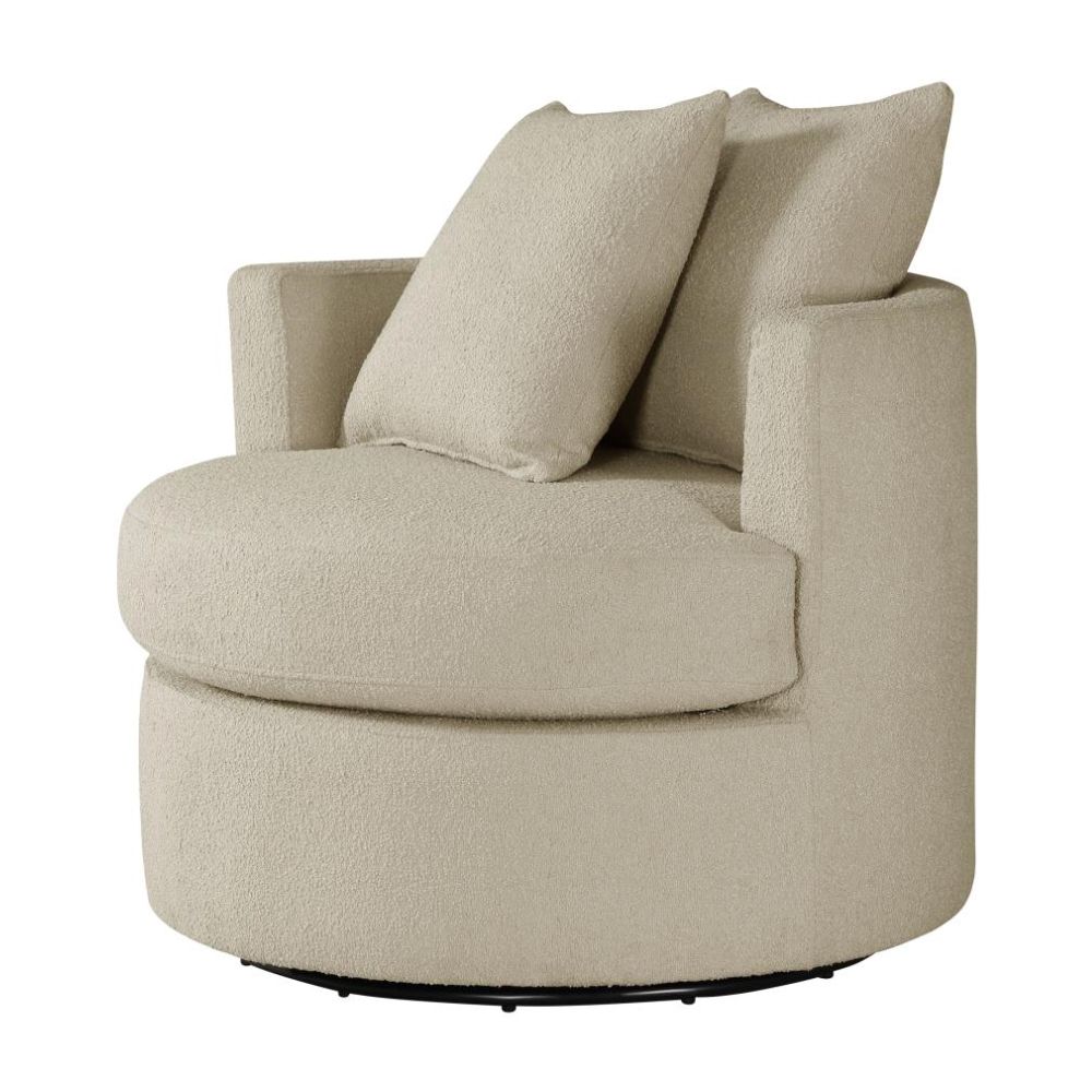 DEBBIE Upholstered Swivel Accent Chair Camel