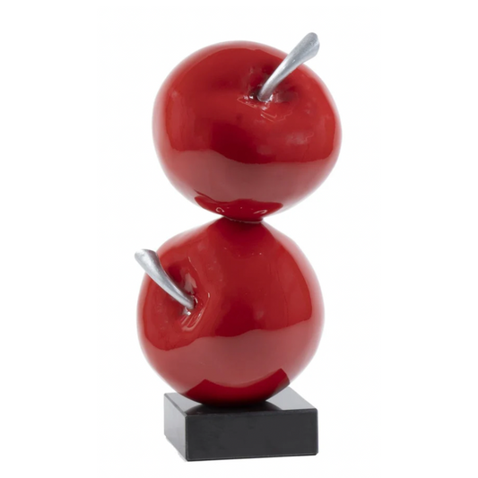 QUIN Tabletop Double Apple with Marble Base Red