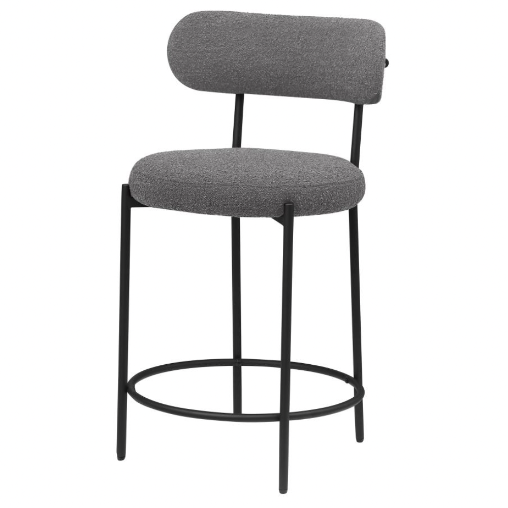 VIOLA Boucle Upholstered Counter Chair Grey (Set of 2)