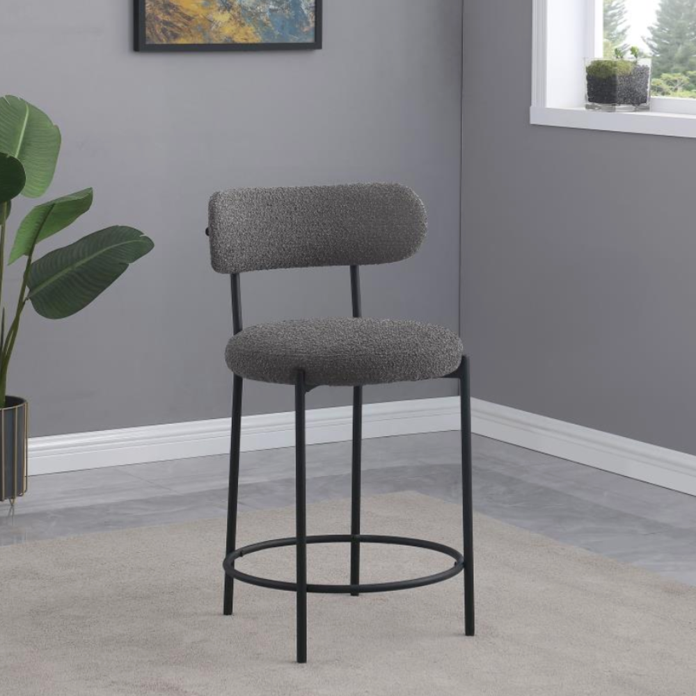 VIOLA Boucle Upholstered Counter Chair Grey (Set of 2)