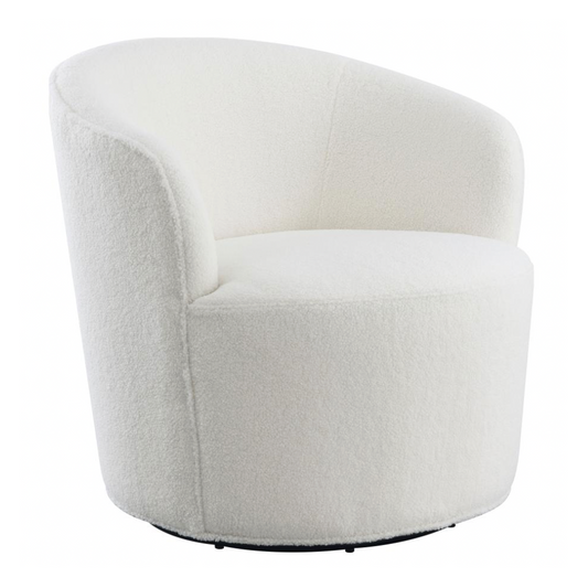 JOYCE Upholstered Barrel Back Swivel Chair White