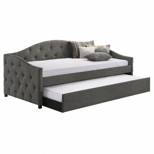 SADIE Upholstered Twin Daybed with Trundle Grey