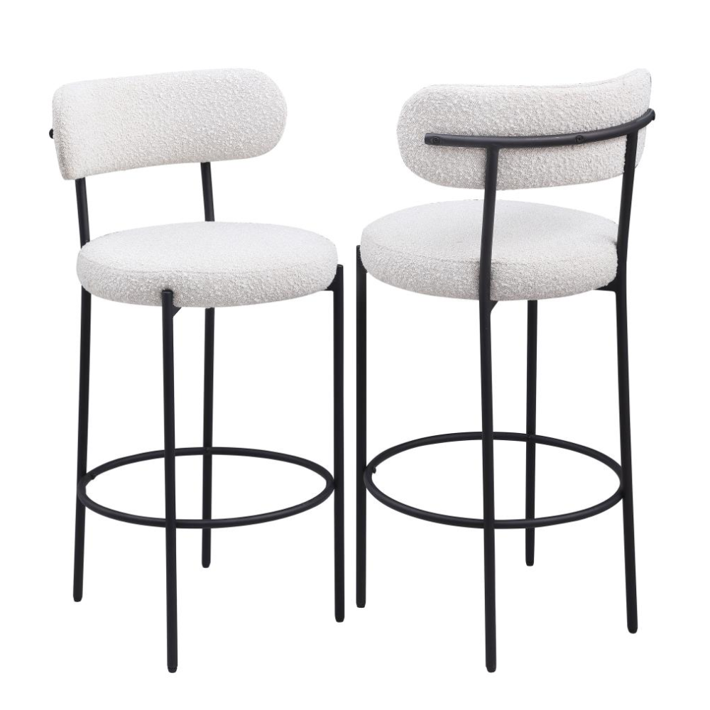 VIOLA Boucle Upholstered Bar Chair Cream (Set of 2)