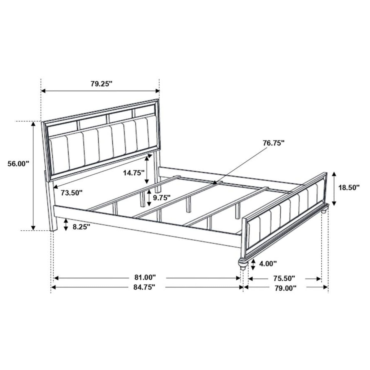 BARZINI Eastern King Upholstered Bed Black