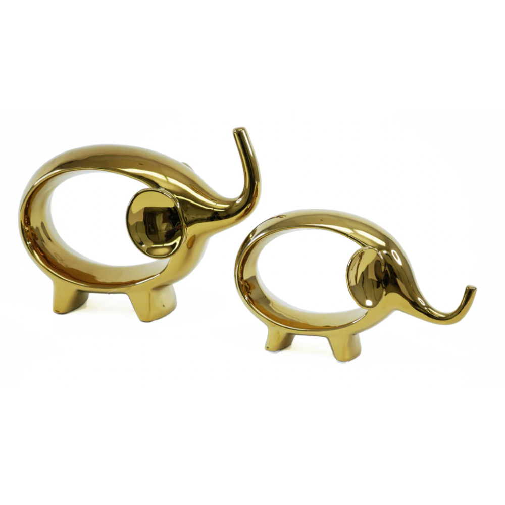 BRONTE 2pc Gold Elephant Sculpture Set