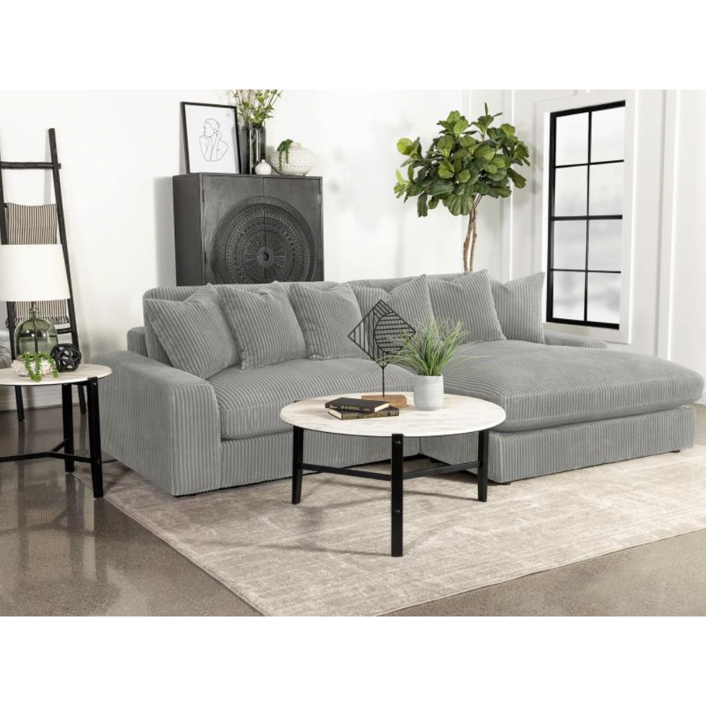 BLAINE Upholstered Reversible Chaise Sectional Sofa Grey