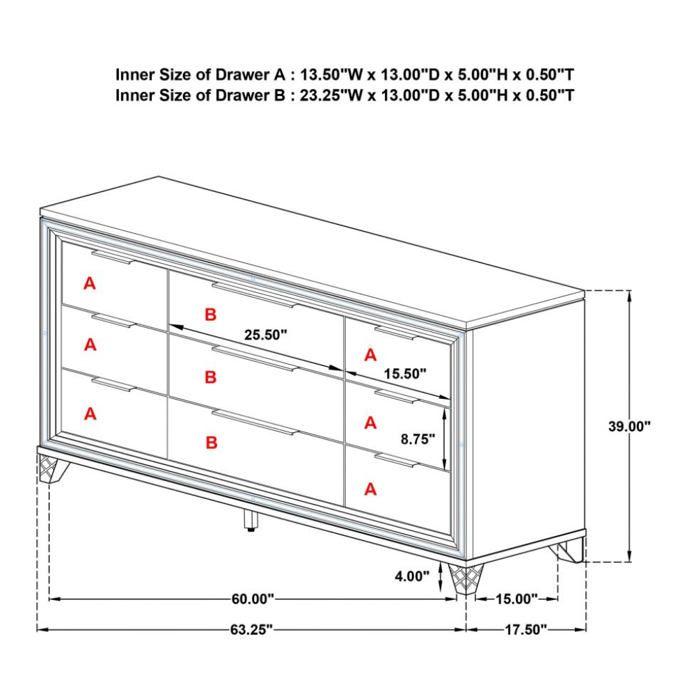 MARMORE 9-drawer Dresser Cabinet