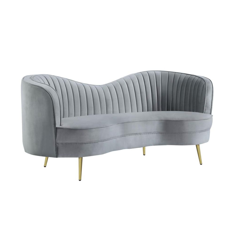 SOPHIA Upholstered Channel Tufted Loveseat Grey