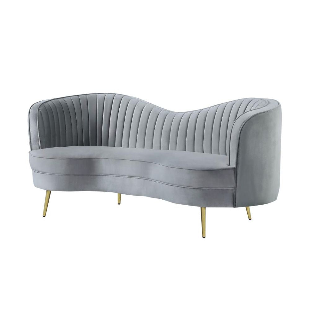 SOPHIA Upholstered Channel Tufted Loveseat Grey