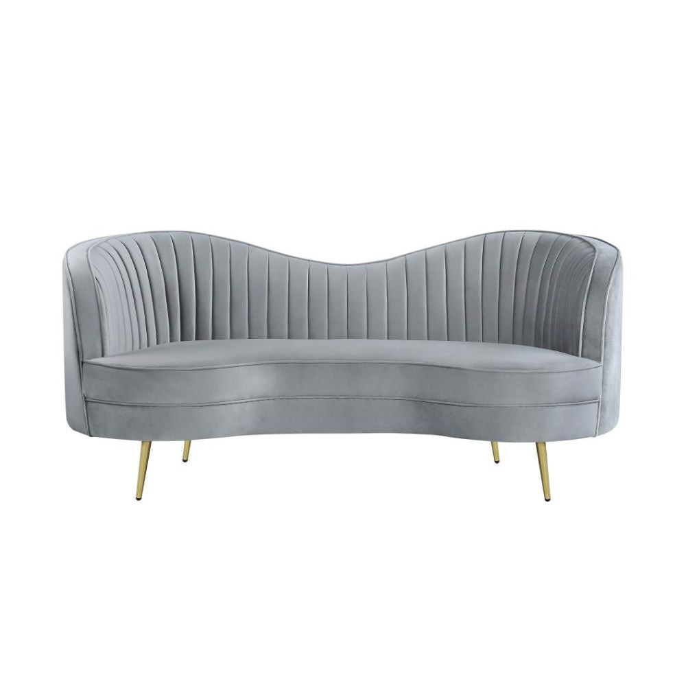 SOPHIA Upholstered Channel Tufted Loveseat Grey