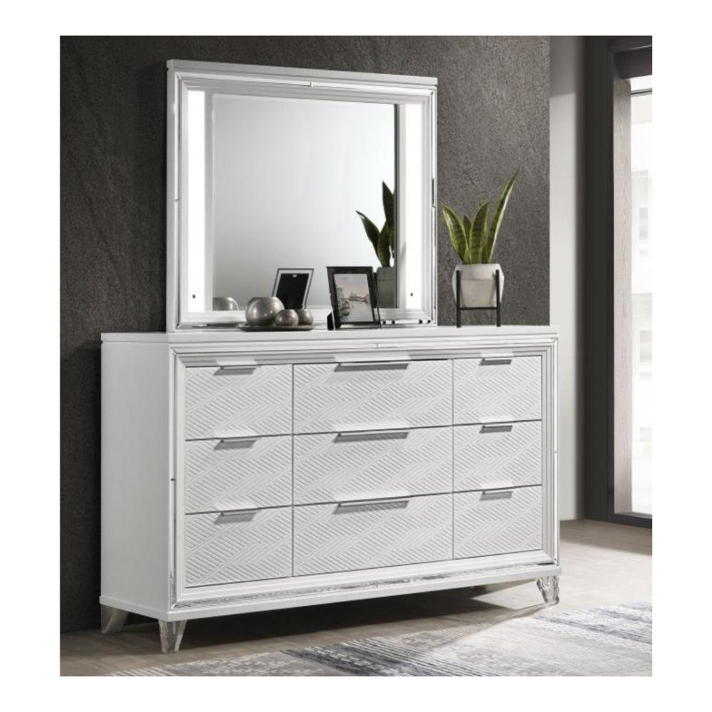 MARMORE 9-drawer Dresser and LED Mirror