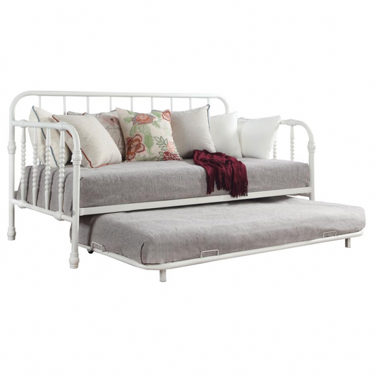 MARINA Metal Twin Daybed with Trundle White