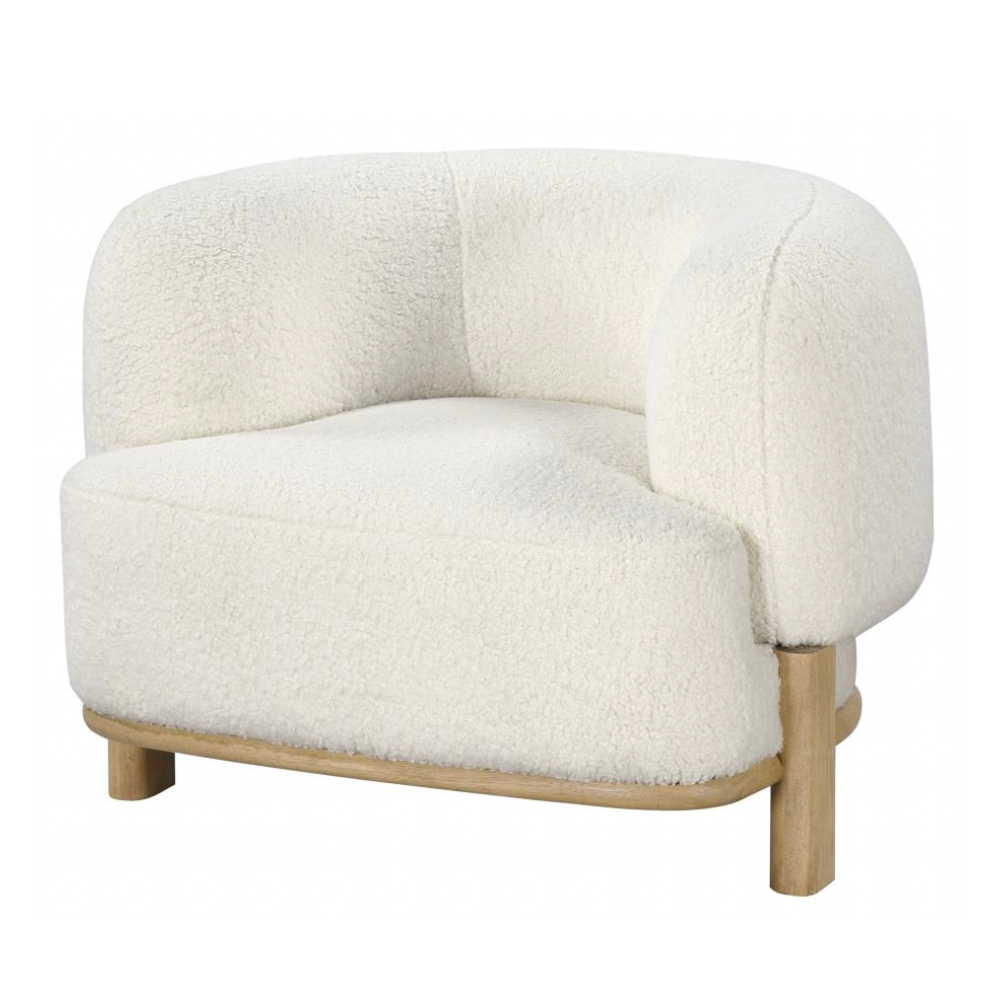 LAWLER Barrel Back Accent Chair Ivory