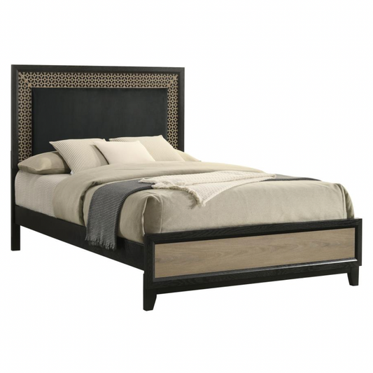 VALENCIA Wood Queen Panel Bed Black