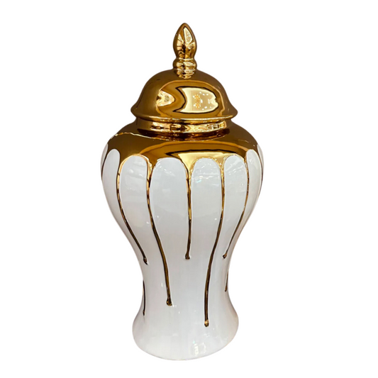 ULRICH 18" Decorative Ginger Jar Urn Gold