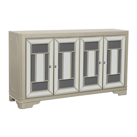 TOULA 4-door Accent Cabinet Smoke and Champagne