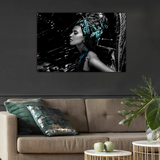 FREYA Woman with Crystals Glass Wall Art