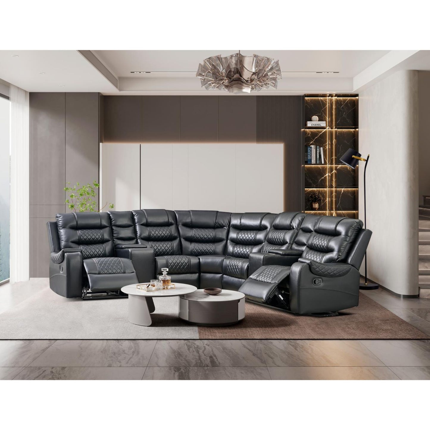 VICTOR Recliner Sectional Sofa Black