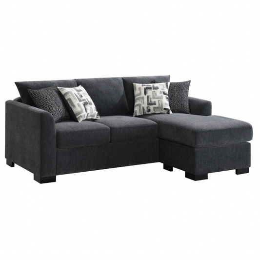 STOREY Upholstered Sleeper Sectional Chaise Sofa Dark Grey