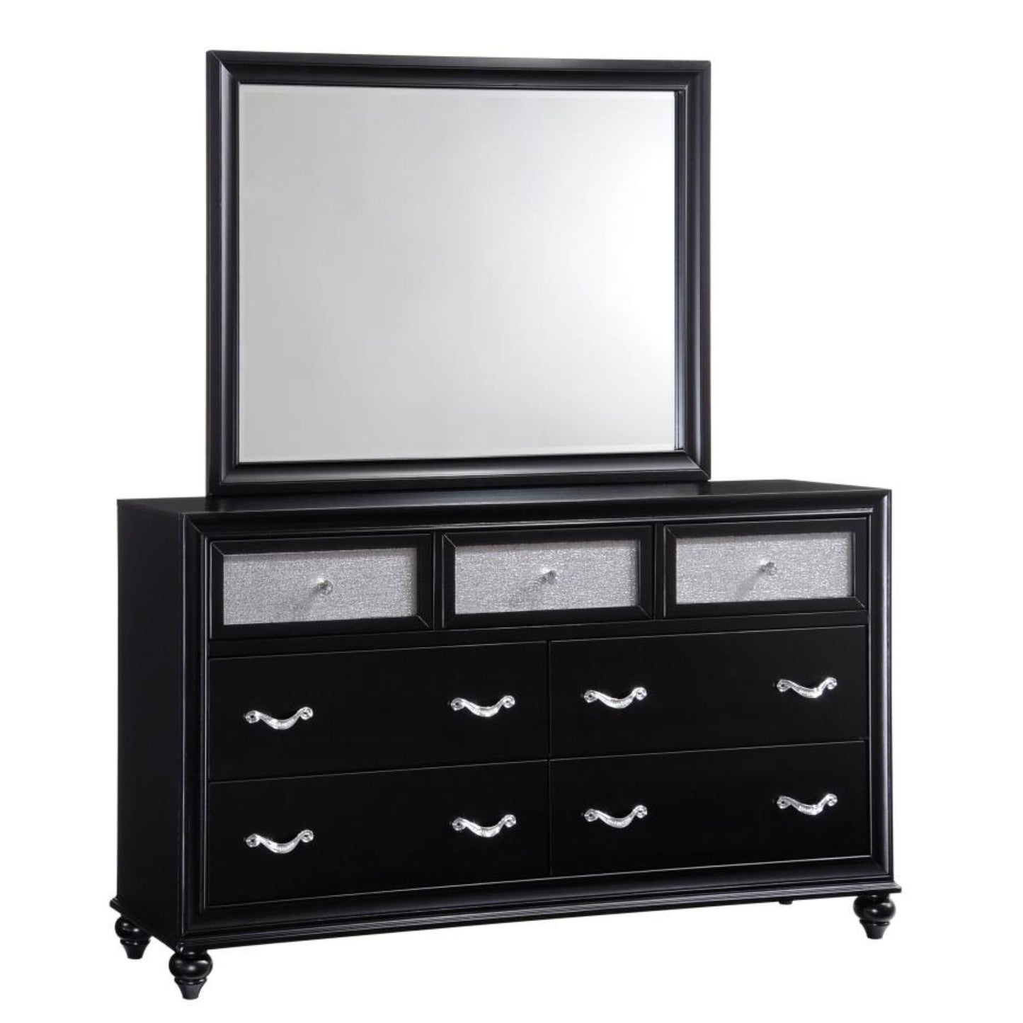 BARZINI 7-drawer Dresser with Mirror Black