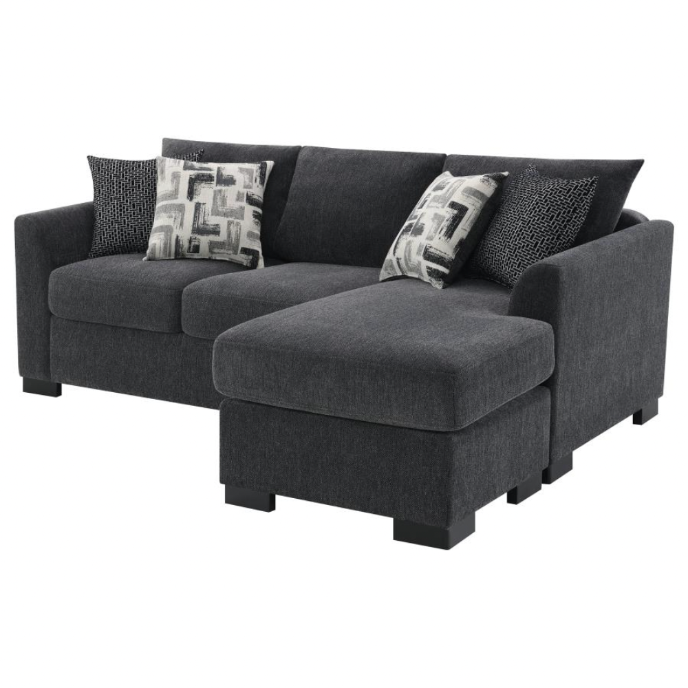 STOREY Upholstered Sleeper Sectional Chaise Sofa Dark Grey