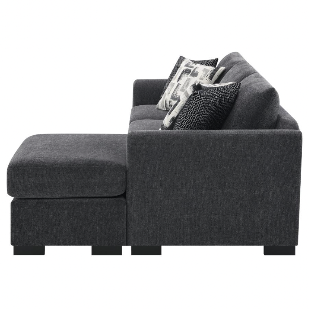 STOREY Upholstered Sleeper Sectional Chaise Sofa Dark Grey