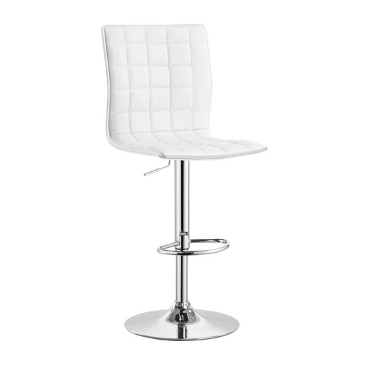 ASHBURY Upholstered Adjustable Bar Stool White (Set of 2)