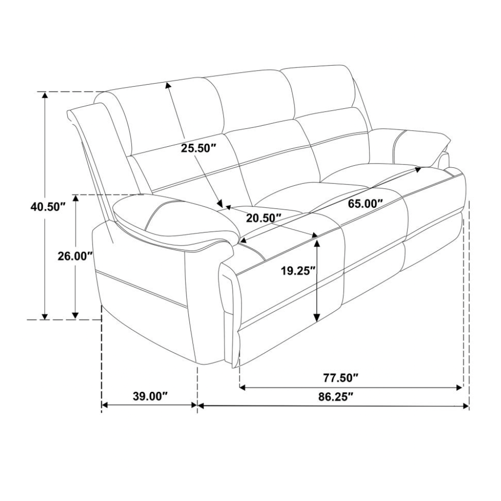 ELLINGTON Upholstered Padded Arm Sofa