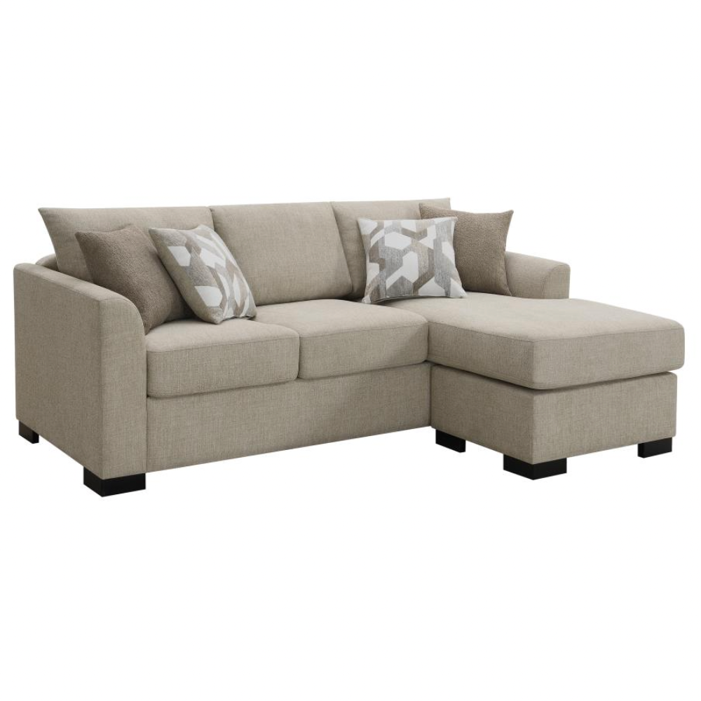 STOREY Upholstered Sleeper Sectional Chaise Sofa Camel