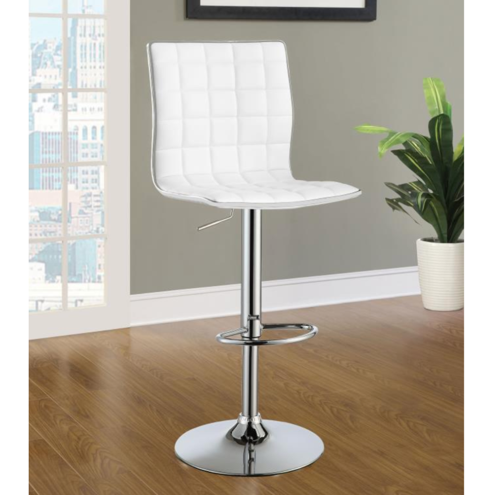 ASHBURY Upholstered Adjustable Bar Stool White (Set of 2)