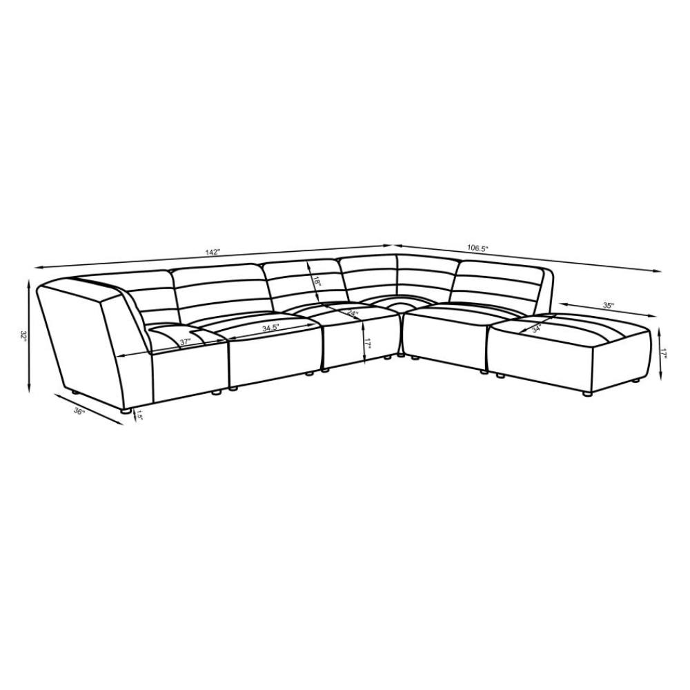 SUNNY 6-piece Upholstered Modular Sectional Sofa Natural