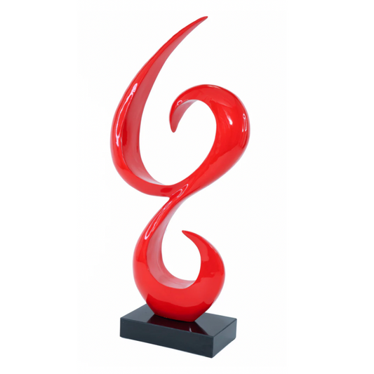 MICAH Abstract Tall Sculpture with Marble Base Red