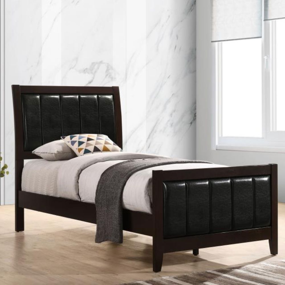 CARLTON Wood Twin Panel Bed Cappuccino