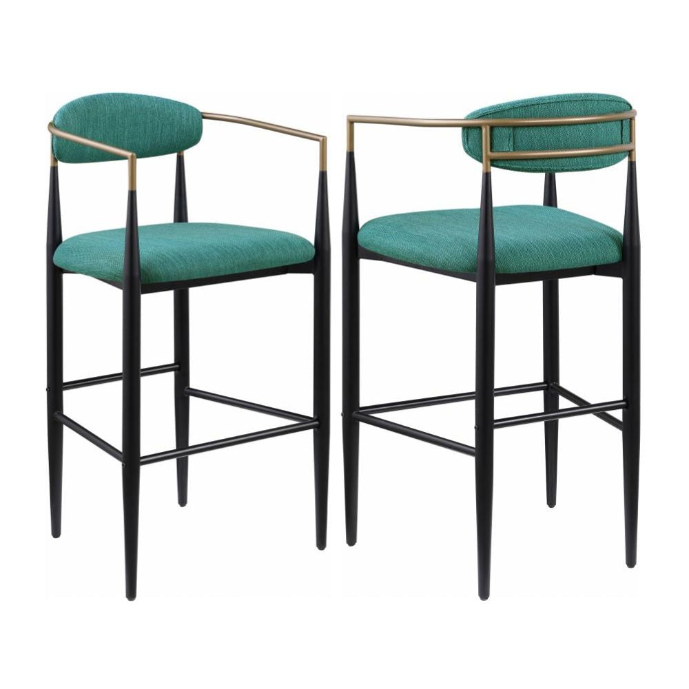 TINA Fabric Upholstered Bar Chair Green (Set of 2)