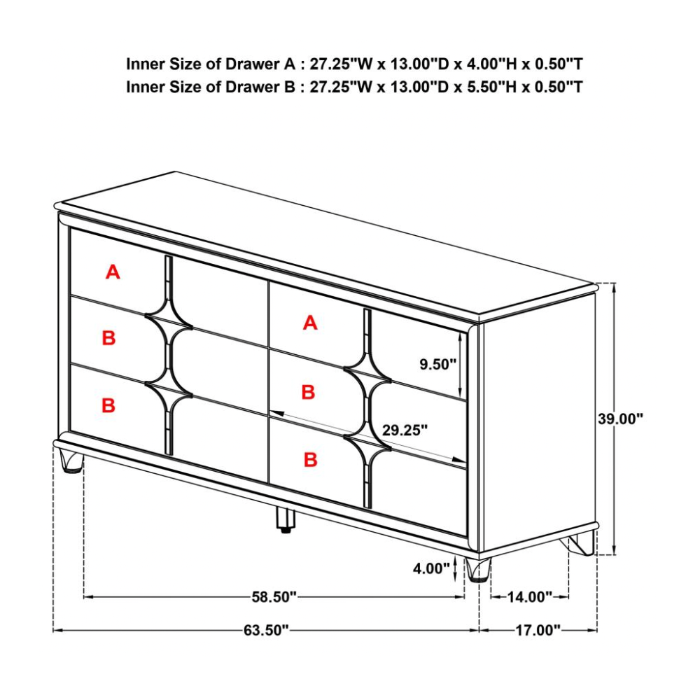 OLIVIA 6-drawer Dresser Cabinet