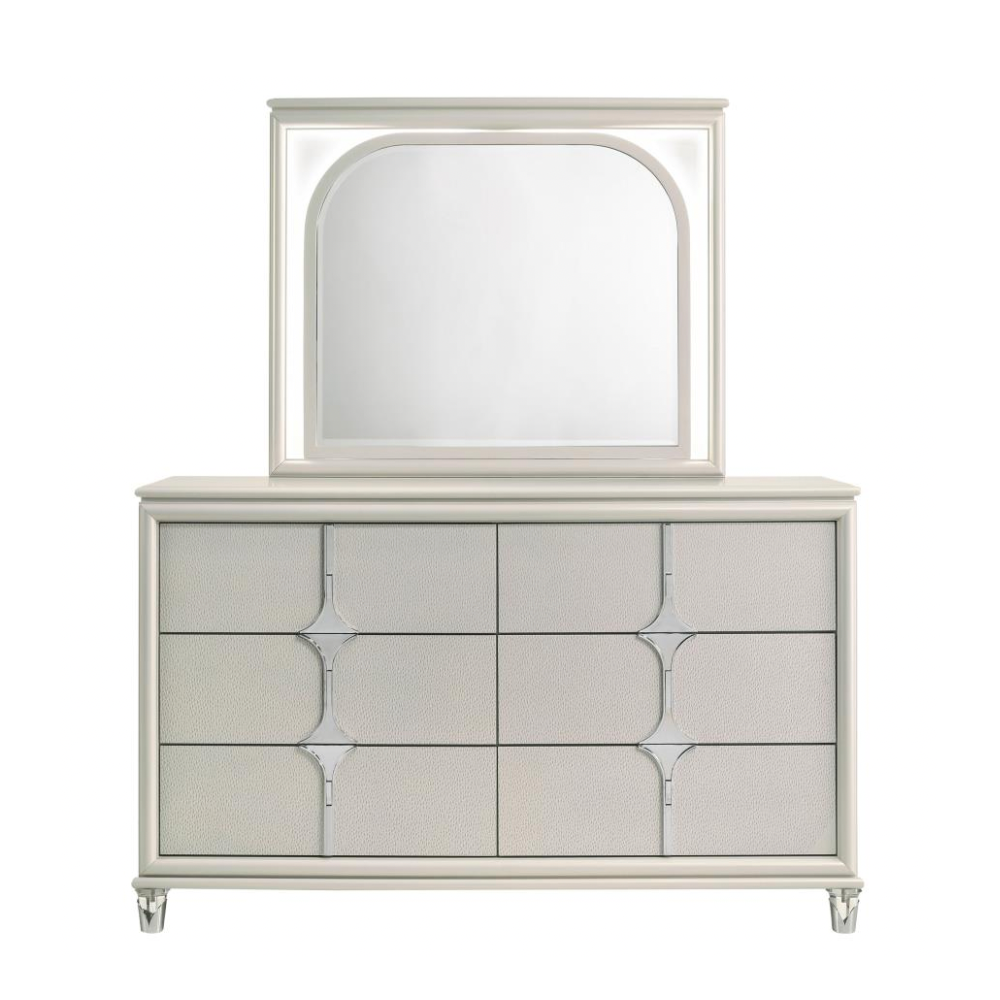 OLIVIA 6-drawer Dresser and LED Mirror