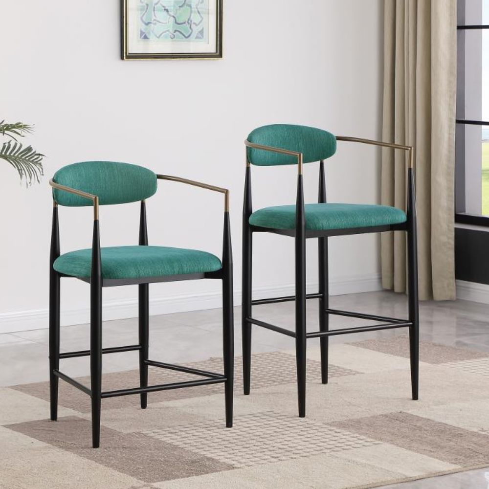 TINA Fabric Upholstered Bar Chair Green (Set of 2)