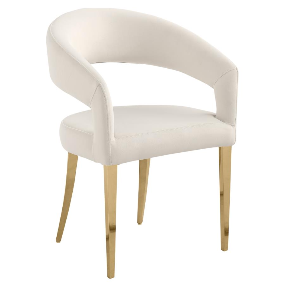 GALIANO Velvet Upholstered Dining Arm Cream (Set of 2)