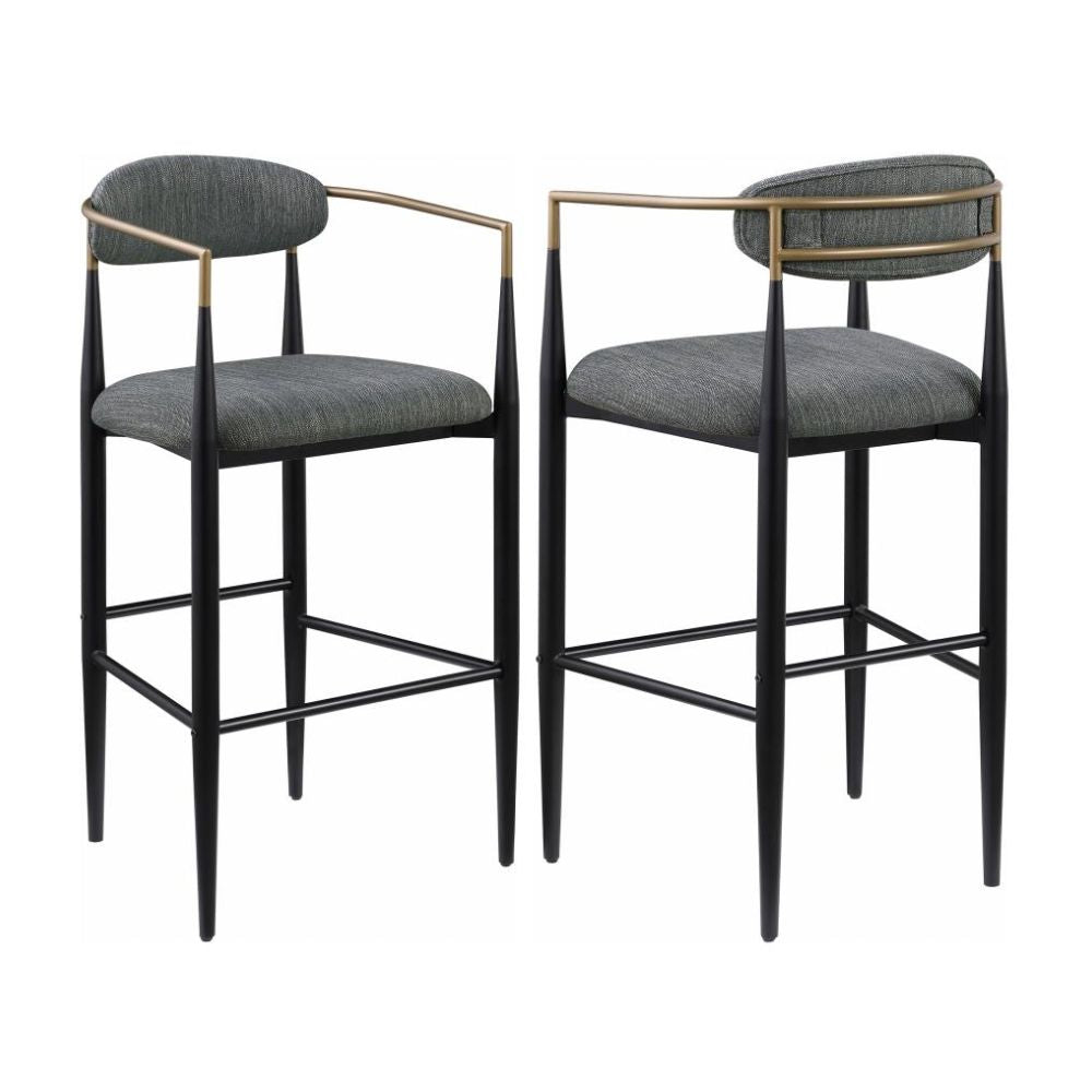 TINA Fabric Upholstered Bar Chair Dark Grey (Set of 2)