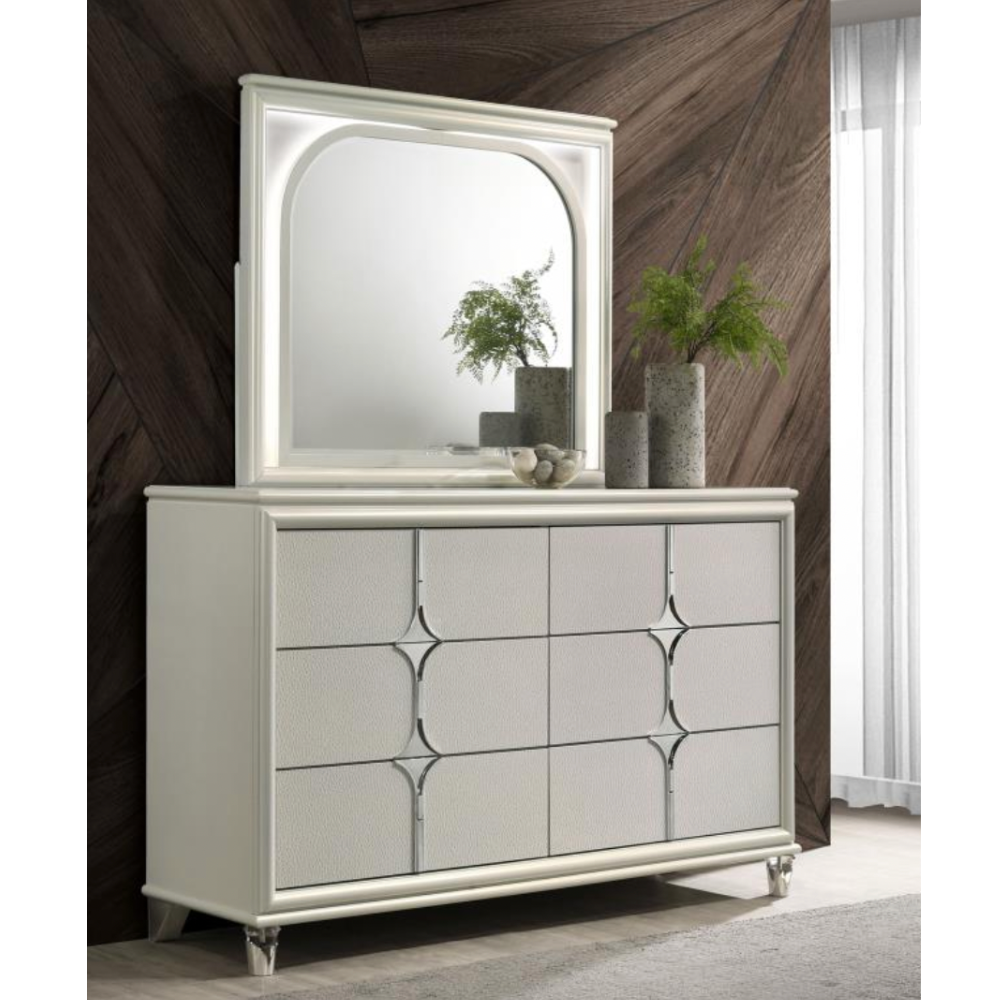 OLIVIA 6-drawer Dresser and LED Mirror