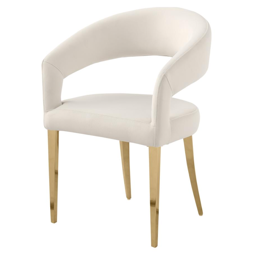 GALIANO Velvet Upholstered Dining Arm Cream (Set of 2)