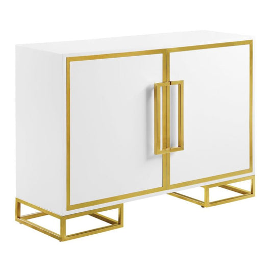 ELSA 2-door Wood Storage Accent Cabinet White and Gold