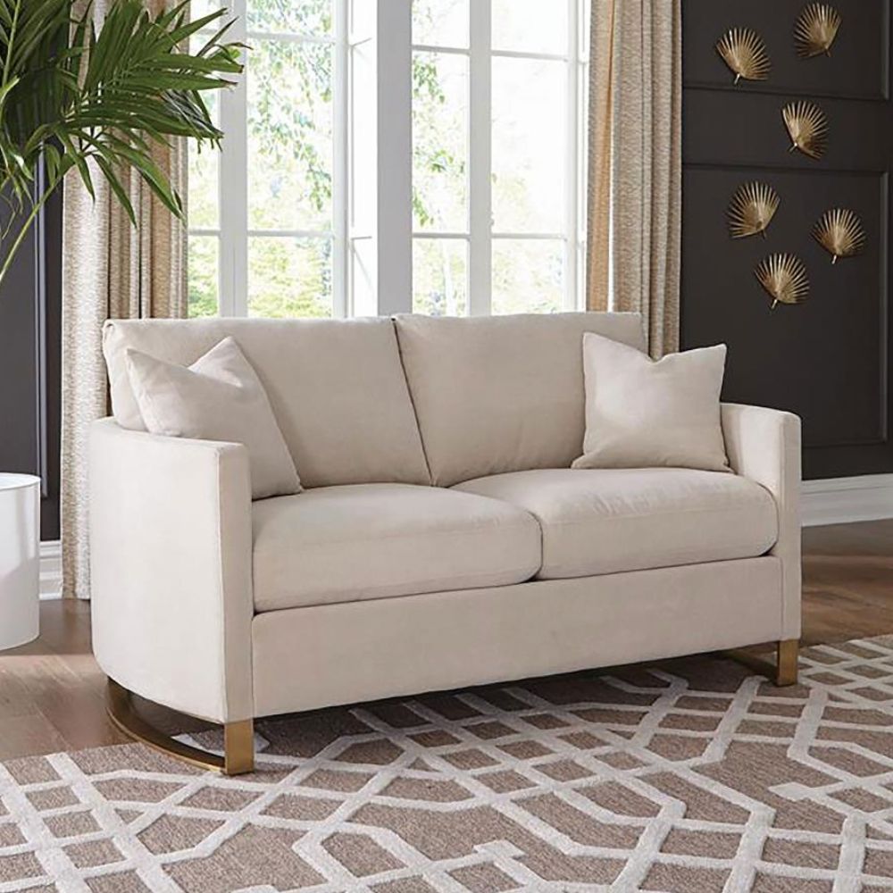 CORLISS Upholstered Arched Arm Loveseat Beige