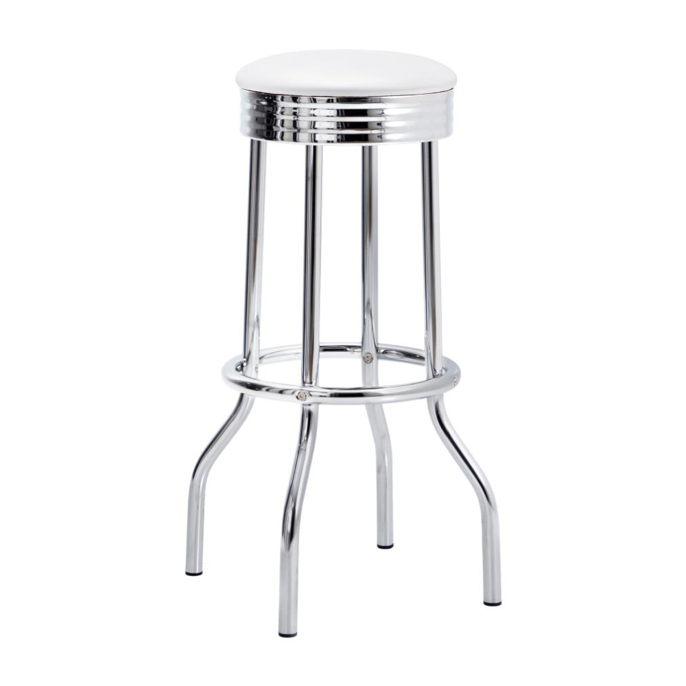 RETRO Upholstered Metal Swivel Bar Stool White (Set of 2)