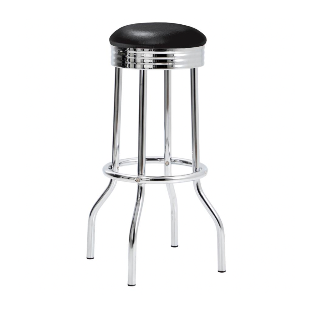 RETRO Upholstered Metal Swivel Bar Stool Black (Set of 2)