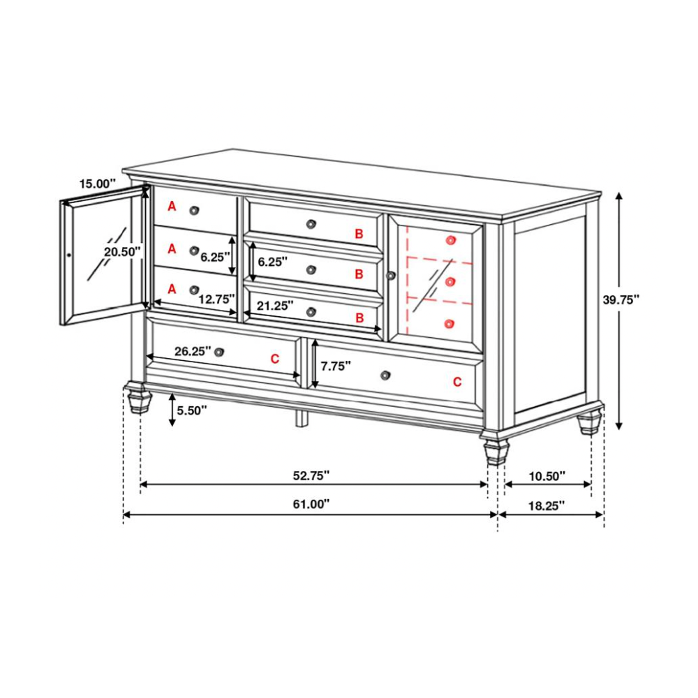 SANDY BEACH 11-drawer Dresser Cream